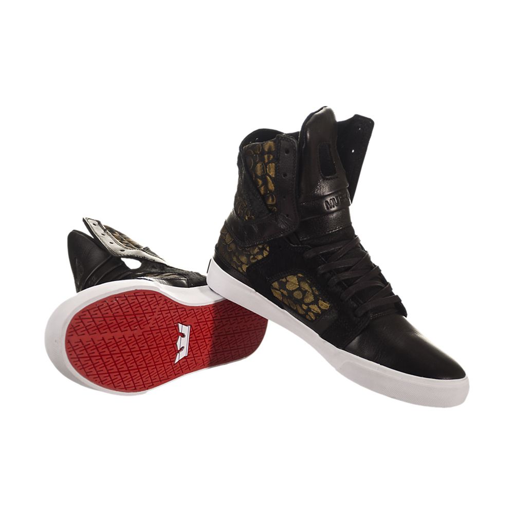 Baskets Montantes Supra SkyTop II Noir Doré Black/Gold-White Homme | UOR-98173222